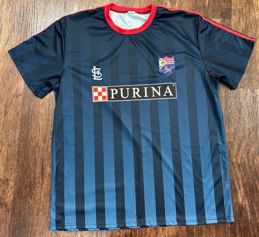 St. Louis Cardinals Purina Promo Blue Soccer Jersey Stadium Giveaway Size XL